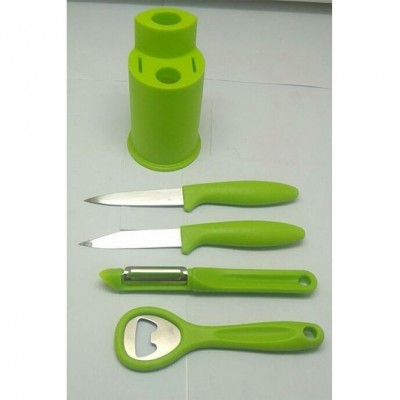 Yangjiang factory Promotion Gift Kitchen utensil set Stainless Steel PP handle knife stand can opener peeler Knife set